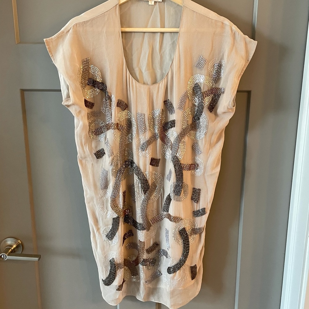 Gold Hawk Beaded Cocktail Dress